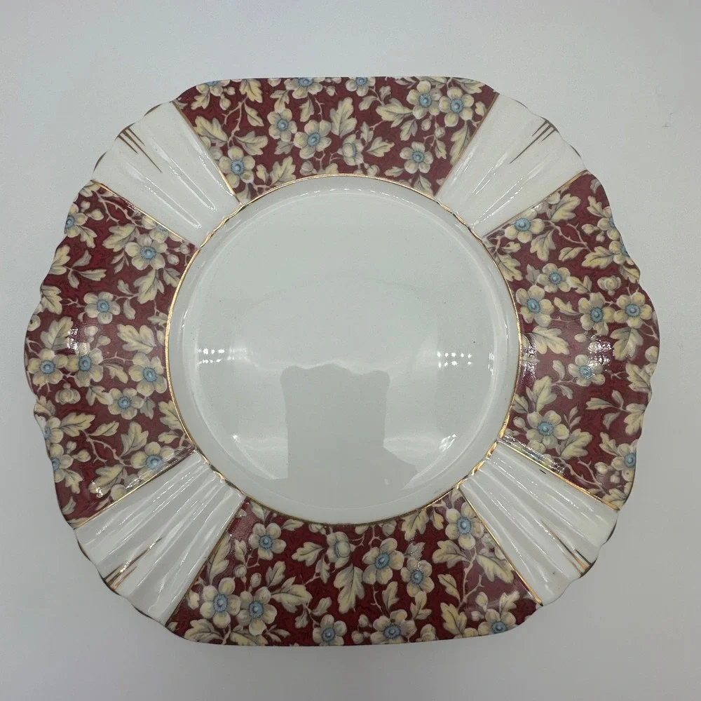 Royal Albert Brocade Art Deco Serving Plate Square Scalloped Floral Platter